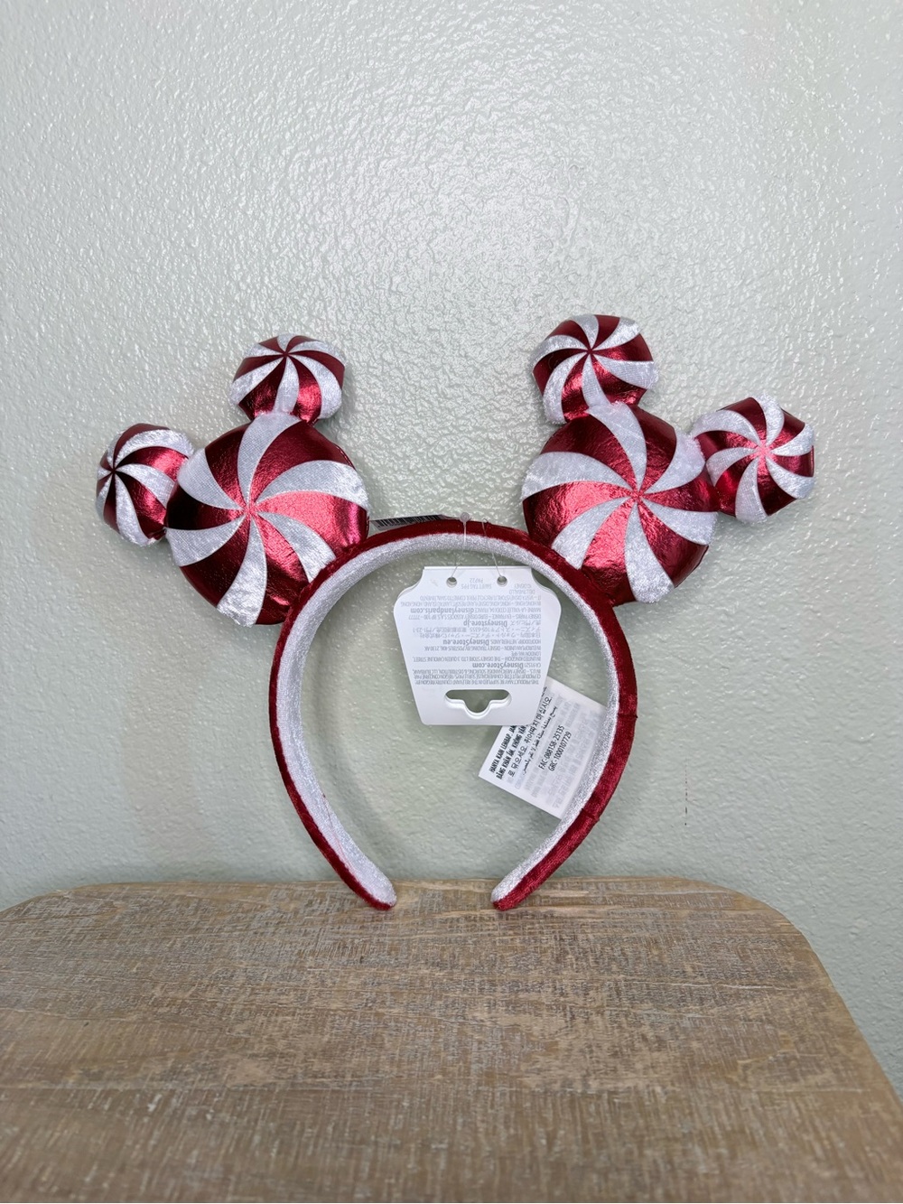 NWT Disney Parks Holiday Peppermint Swirl Mickey Ear Headband Size OS - Picture 7 of 7